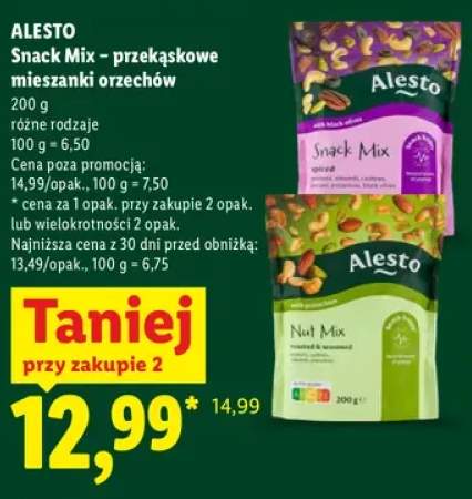 Snack Mix przekąskowe mieszanki orzechów Alesto