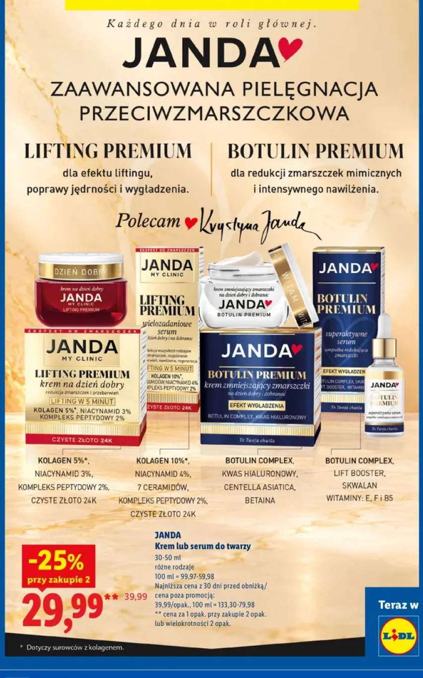 Krem do twarzy na dzień dobry Lifting Premium Janda +3 warianty