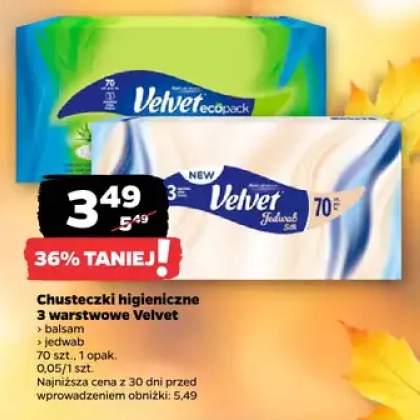 Chusteczki higieniczne 3-warstwowe Velvet balsam +1 wariant