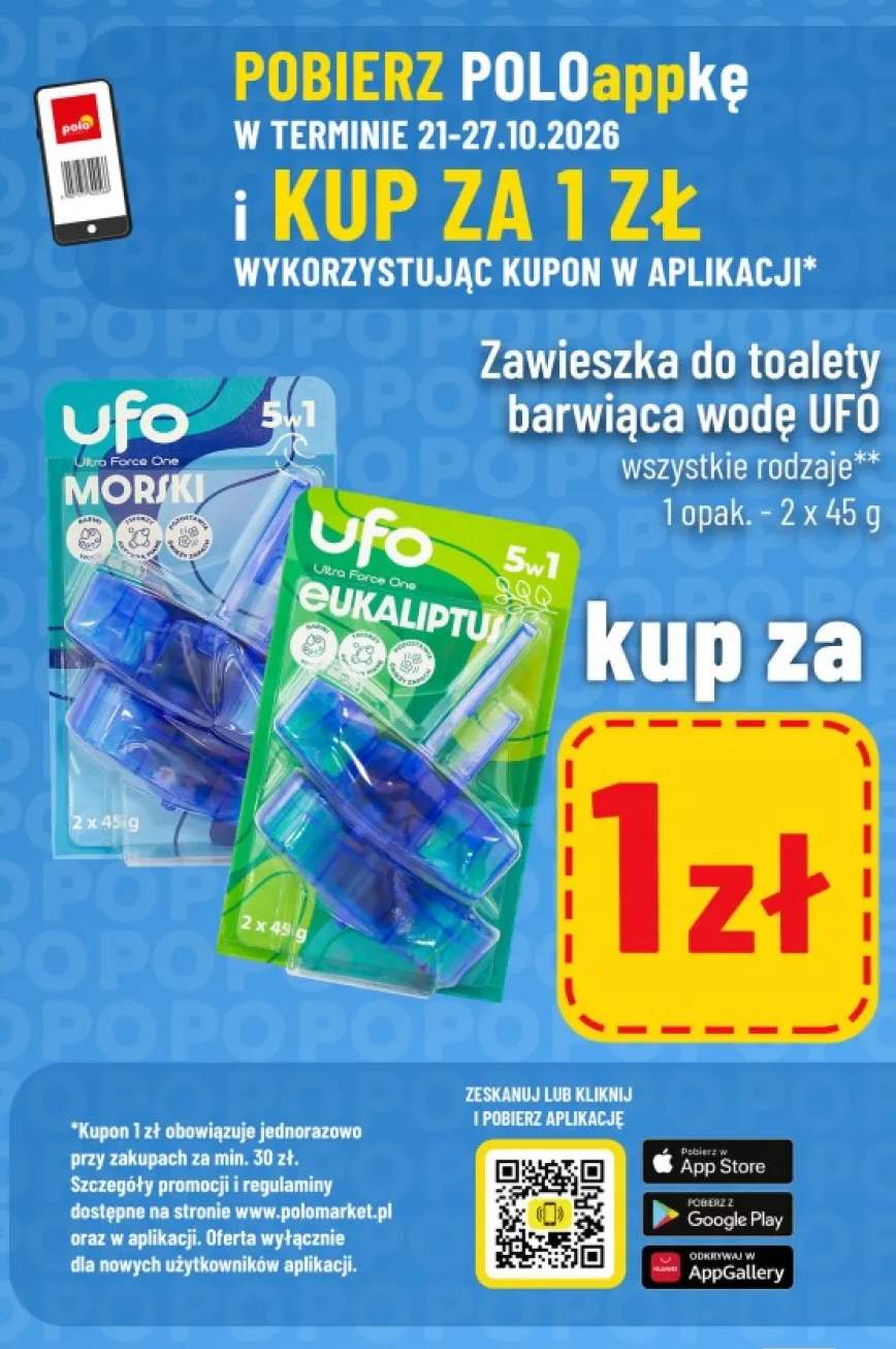 Zawieszka do toalety barwiąca wodę UFO eukaliptus 2-pak +1 wariant