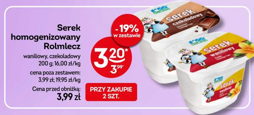 Serek homogenizowany Rolmlecz waniliowy +1 wariant