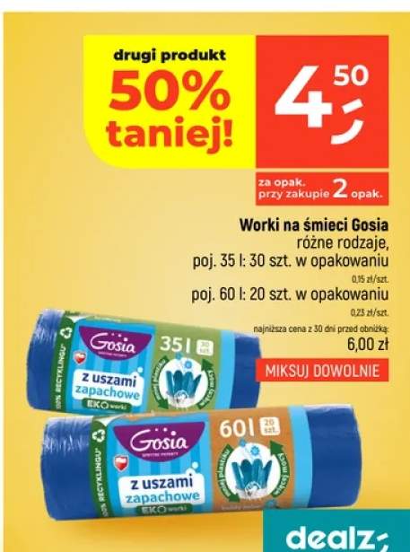 Worki na śmieci z uszami zapachowe 60 l Gosia +1 wariant