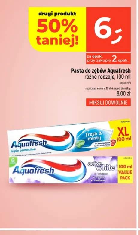 Pasta do zębów Aquafresh fresh & minty +1 wariant
