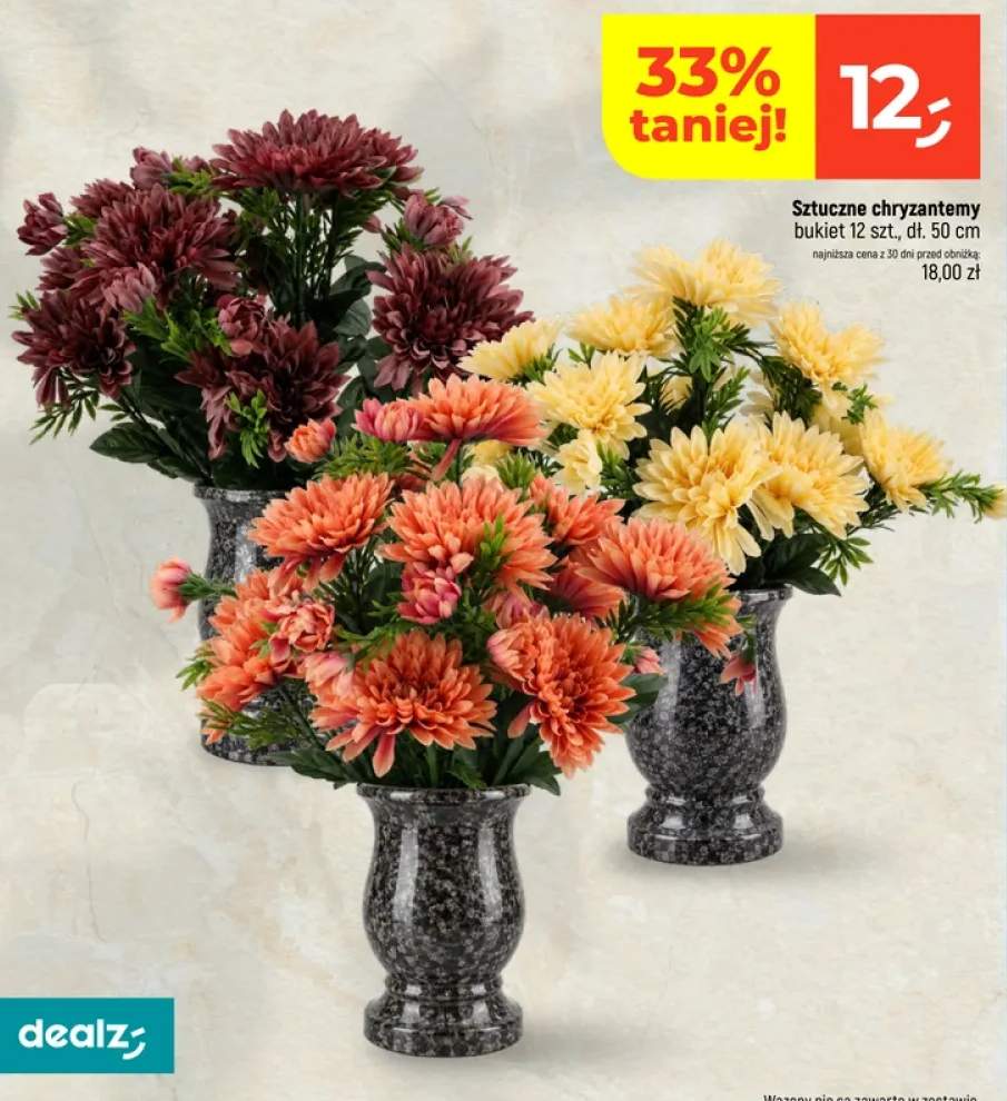 Sztuczne chryzantemy bukiet 12 szt. dł. 50 cm
