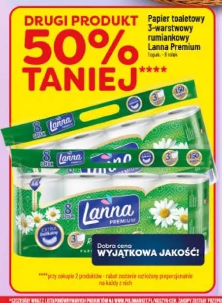 Papier toaletowy 3-warstwowy rumiankowy Lanna Premium 8-pak