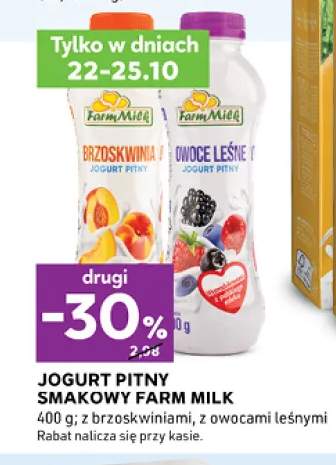 Jogurt pitny smakowy Farm Milk z brzoskwiniami +1 wariant