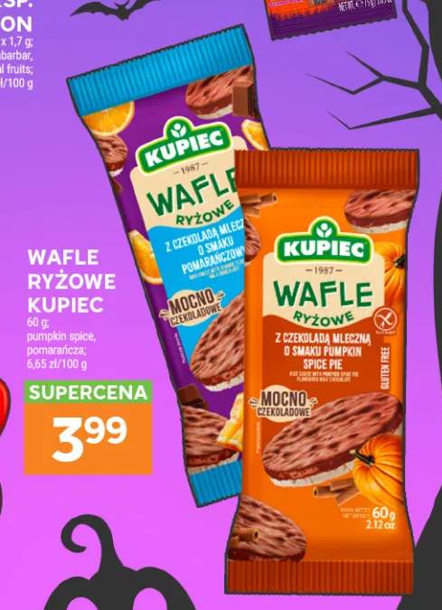 Wafle ryżowe z czekoladą mleczną Kupiec o smaku pumpkin spice pie +1 wariant