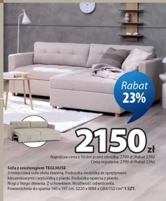 Sofa z szezlongiem Teglhuse
