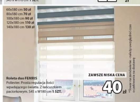 Roleta duo Femris 60x180 cm +5 wariantów