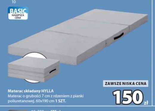 Materac składany Hylla 60x190 cm