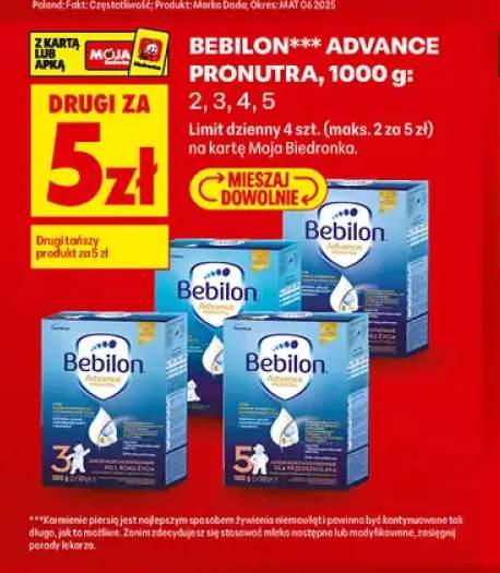 Mleko modyfikowane Bebilon Advance Pronutra 2 +3 warianty