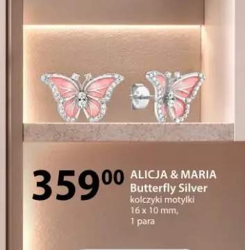 Kolczyki motylki 16x10 mm Alicja & Maria Butterfly Silver