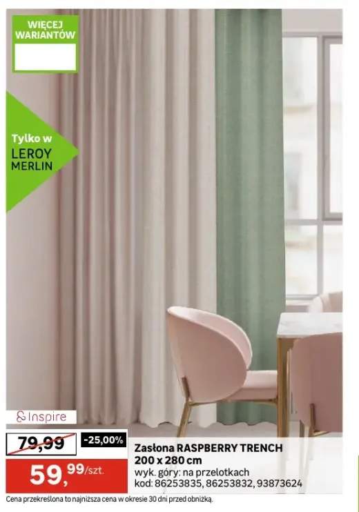 Zasłona Raspberry Trench 200x280 cm Inspire