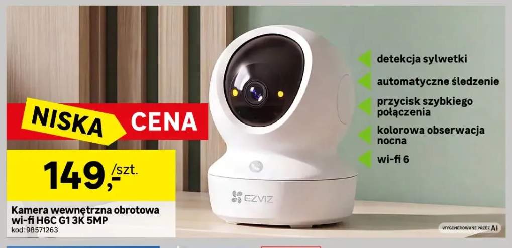 Kamera wewnętrzna obrotowa wi-fi H6C G1 3K 5MP Ezviz