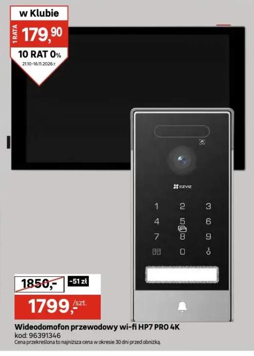 Wideodomofon przewodowy wi-fi HP7 Pro 4K Ezviz