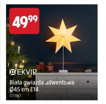Biała gwiazda adwentowa Ø45 cm E14 Ekvip
