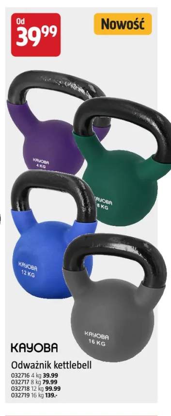 Odważnik kettlebell 4 kg Kayoba +3 warianty
