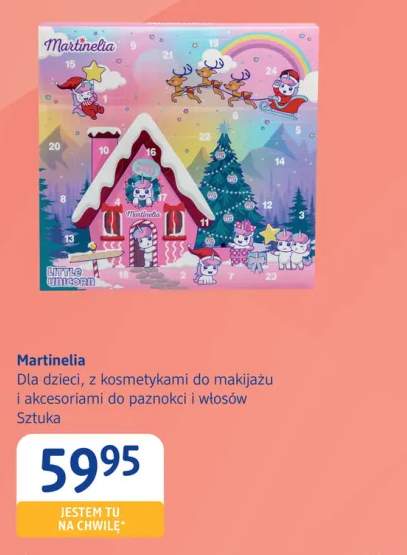 Kalendarz adwentowy dla dzieci z kosmetykami do makijażu i akcesoriami Martinelia
