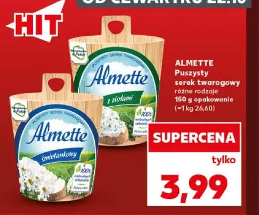 Puszysty serek twarogowy z ziołami Almette +1 wariant
