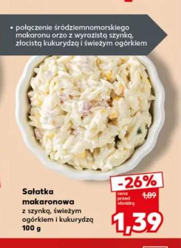 Sałatka makaronowa z szynką, świeżym ogórkiem i kukurydzą
