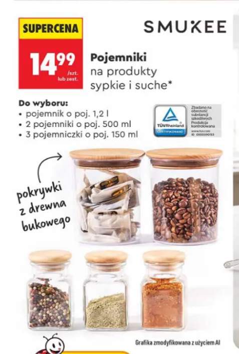 Pojemnik na produkty sypkie i suche 1,2 l Smukee +2 warianty