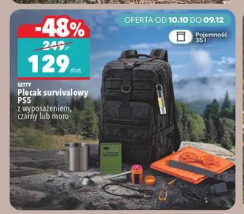 Plecak survivalowy PS5 z wyposażeniem Setty