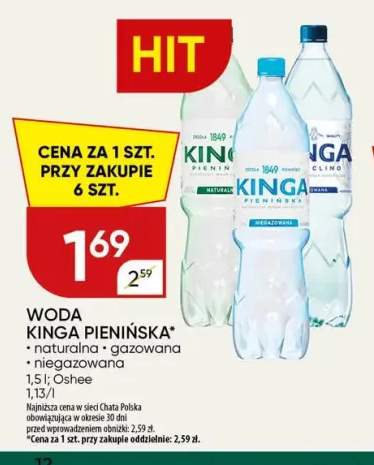 Woda niegazowana Kinga Pienińska naturalna +2 warianty
