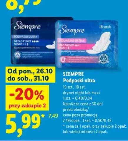 Podpaski ultra Drynet Night Siempre +1 wariant