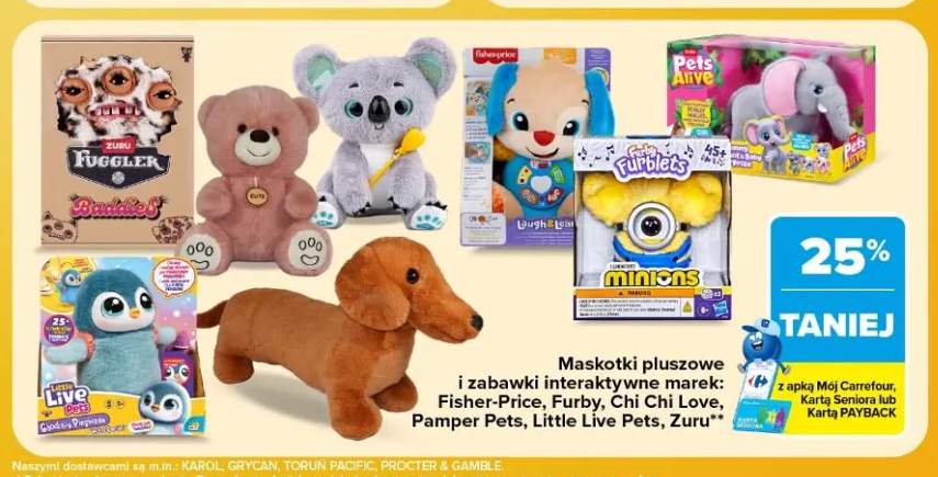 Maskotki pluszowe i zabawki interaktywne