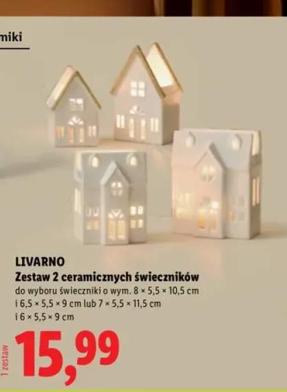 Zestaw 2 ceramicznych świeczników 8x5,5x10,5 cm i 6,5x5,5x9 cm Livarno +1 wariant