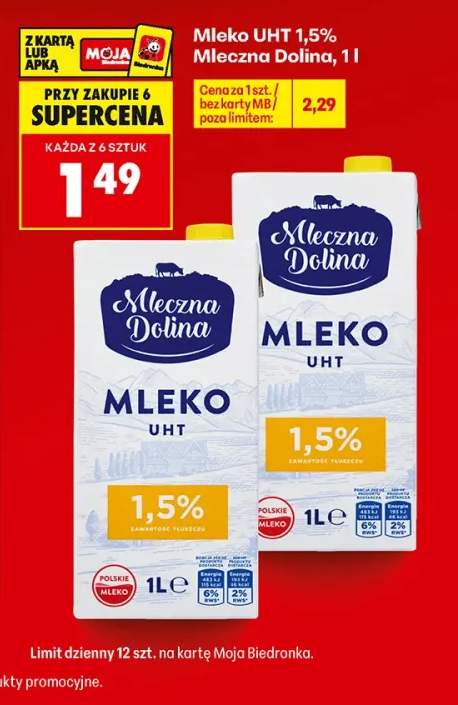 Mleko UHT Mleczna Dolina 1,5%