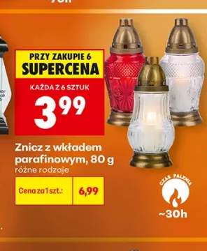 Znicz z wkładem parafinowym 80 g
