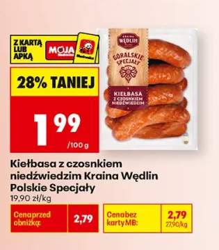 Kiełbasa z czosnkiem niedźwiedzim Kraina Wędlin Polskie Specjały