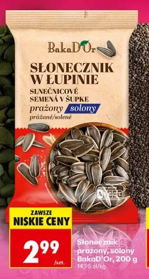 Słonecznik w łupinie prażony solony BakaD'Or