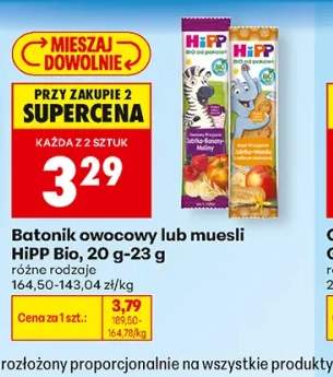 Batonik owocowy HiPP Bio jabłko banany maliny +1 wariant