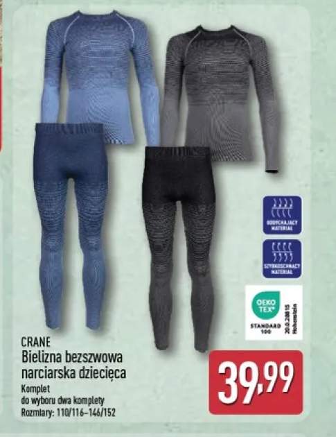 Bielizna bezszwowa narciarska dziecięca Crane