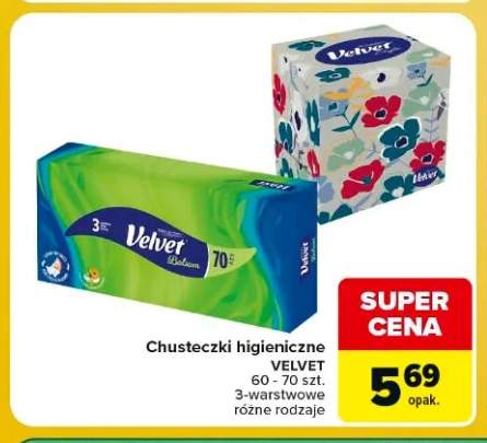 Chusteczki higieniczne 3-warstwowe Velvet