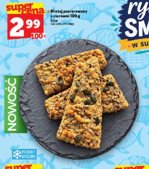 Mintaj panierowany z ziarnami Rekin