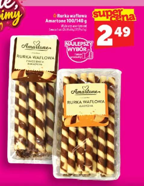 Rurka waflowa z nadzieniem kakaowym Amartone +1 wariant
