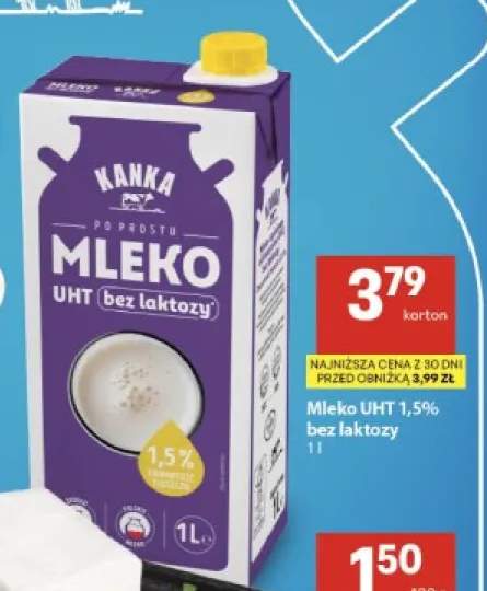 Mleko UHT bez laktozy Kanka 1,5%