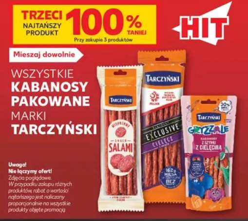 Kabanosy pakowane marki Tarczyński +3 warianty