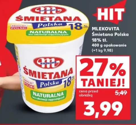 Śmietana Polska Mlekovita 18%
