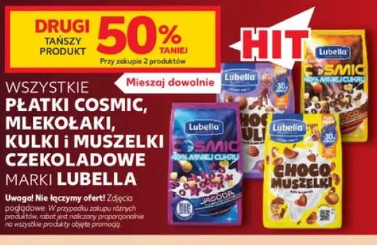 Płatki Cosmic Mlekołaki kulki i muszelki czekoladowe Lubella