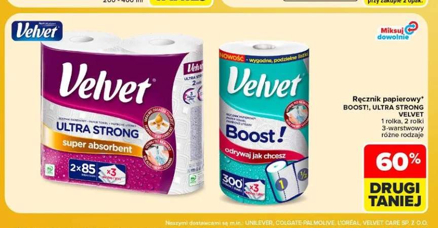 Ręcznik papierowy Boost! 3-warstwowy Velvet +1 wariant