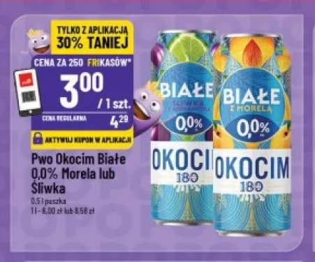 Piwo bezalkoholowe Okocim Białe Śliwka +1 wariant