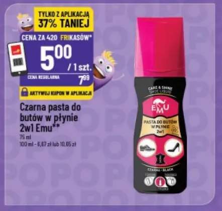 Czarna pasta do butów w płynie 2w1 Emu