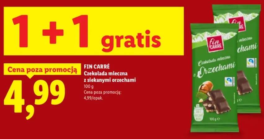 Czekolada mleczna z siekanymi orzechami Fin Carré