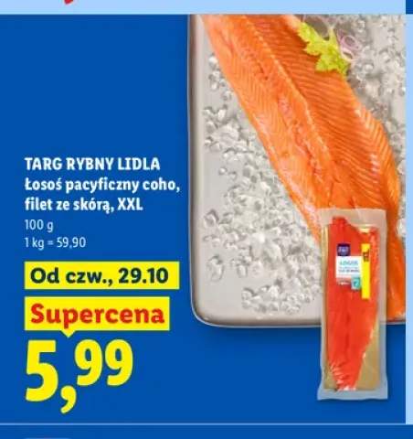 Łosoś pacyficzny coho filet ze skórą XXL Targ Rybny Lidla