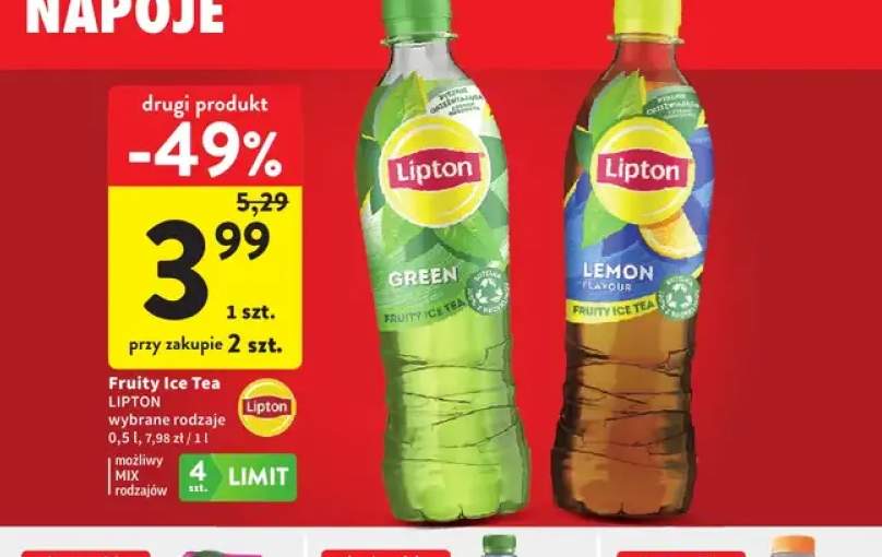 Herbata mrożona Fruity Ice Tea Lipton Green +1 wariant