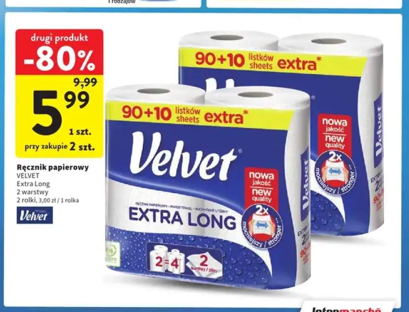 Ręcznik papierowy Extra Long 2-pak Velvet
